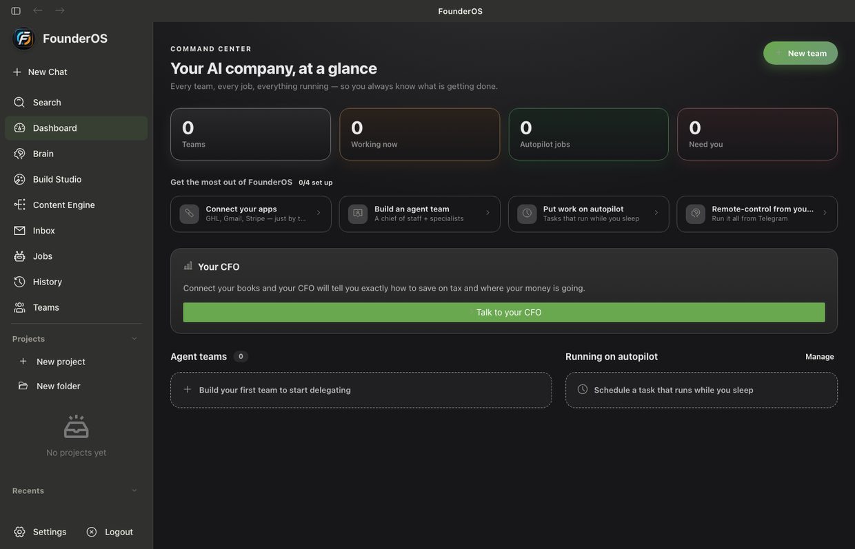 Review teams, jobs and tasks needing attention.