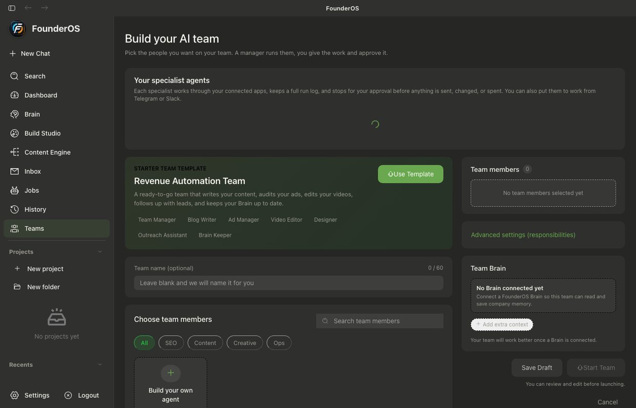 Set up agents for the tasks in your scope.